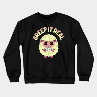 Cute & Funny Creep It Real Creepy Sheep Pun Crewneck Sweatshirt
